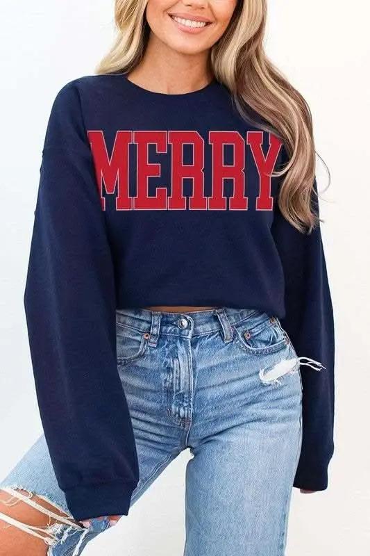 Merry Graphic Fleece Sweatshirts - Love Salve